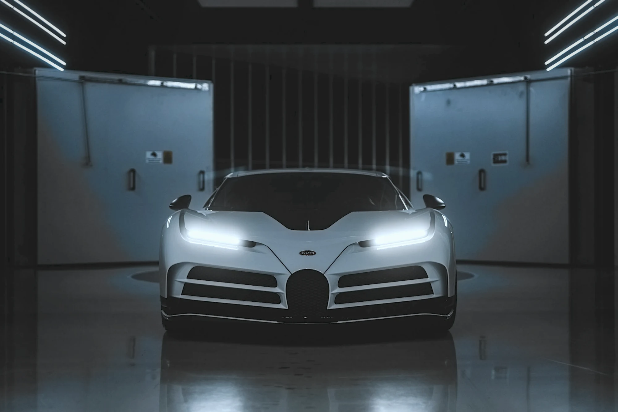 BUGATTI CENTODIECI — 风洞中的正面全车